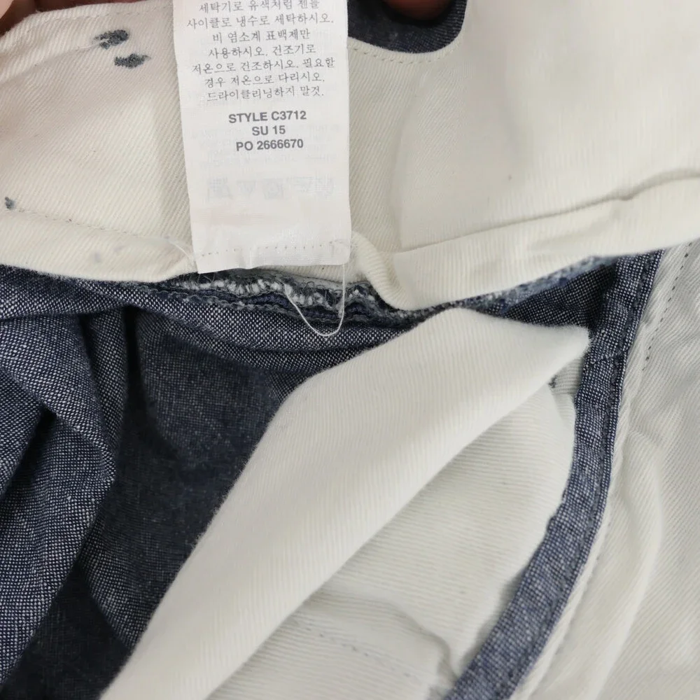 J Crew 770 Pants Mens 33x32 Blue Chambray Cotton Linen Blend Urban Slim